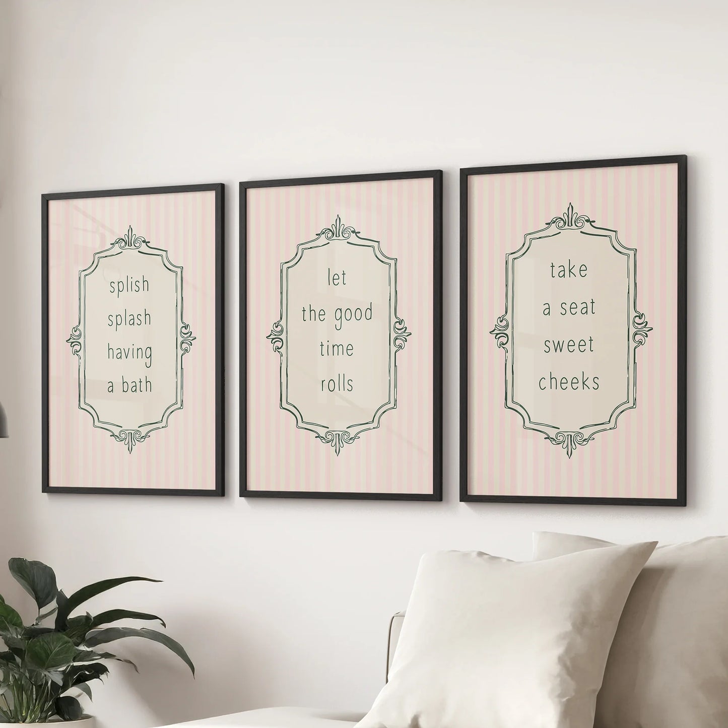 Funny Bathroom Art. Set of 3 Typography Quote Prints