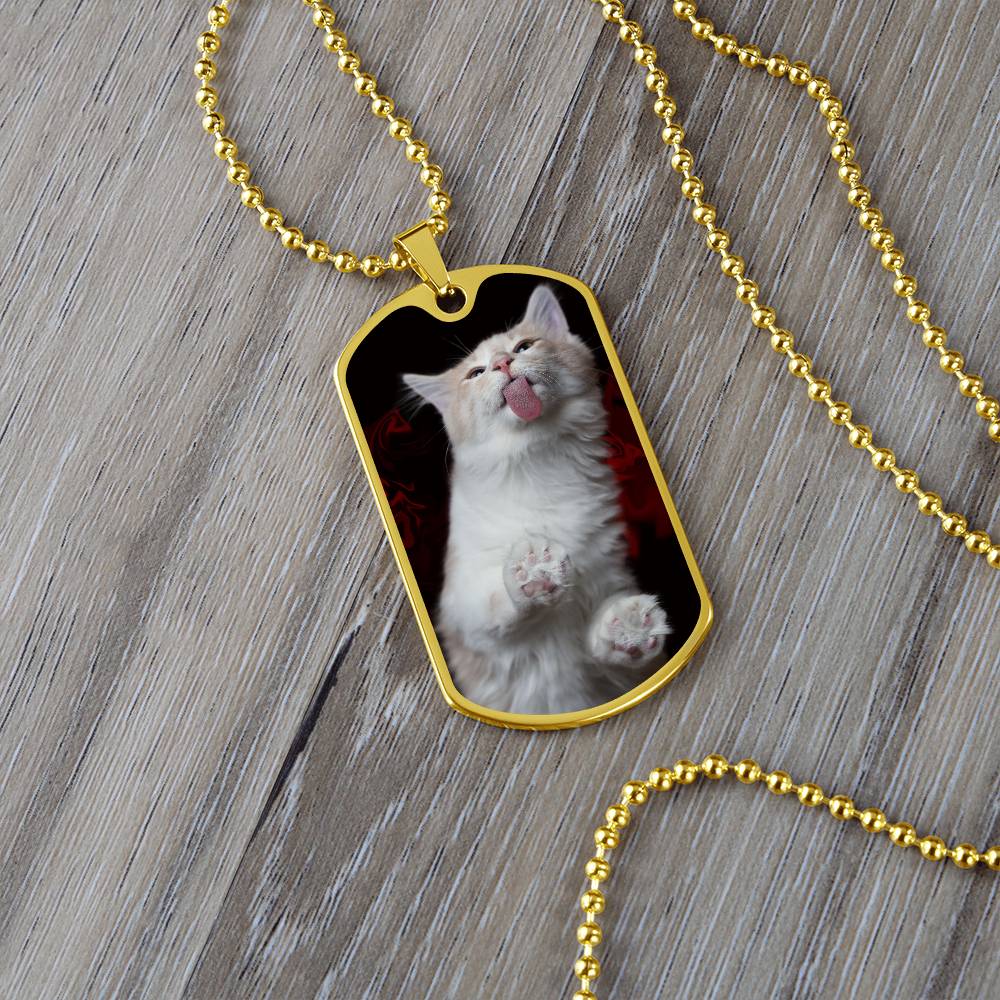 Fuzzy Kitty Dog Tag Necklace – Silly Fluffy Cat Pendant