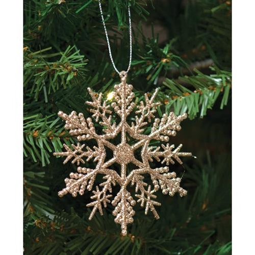 Silver Glitter Snowflake Ornament 4" (Pack of 4)