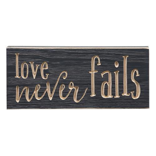 Love Never Fails Engraved Sign 3.5"x8" (Pack of 4)