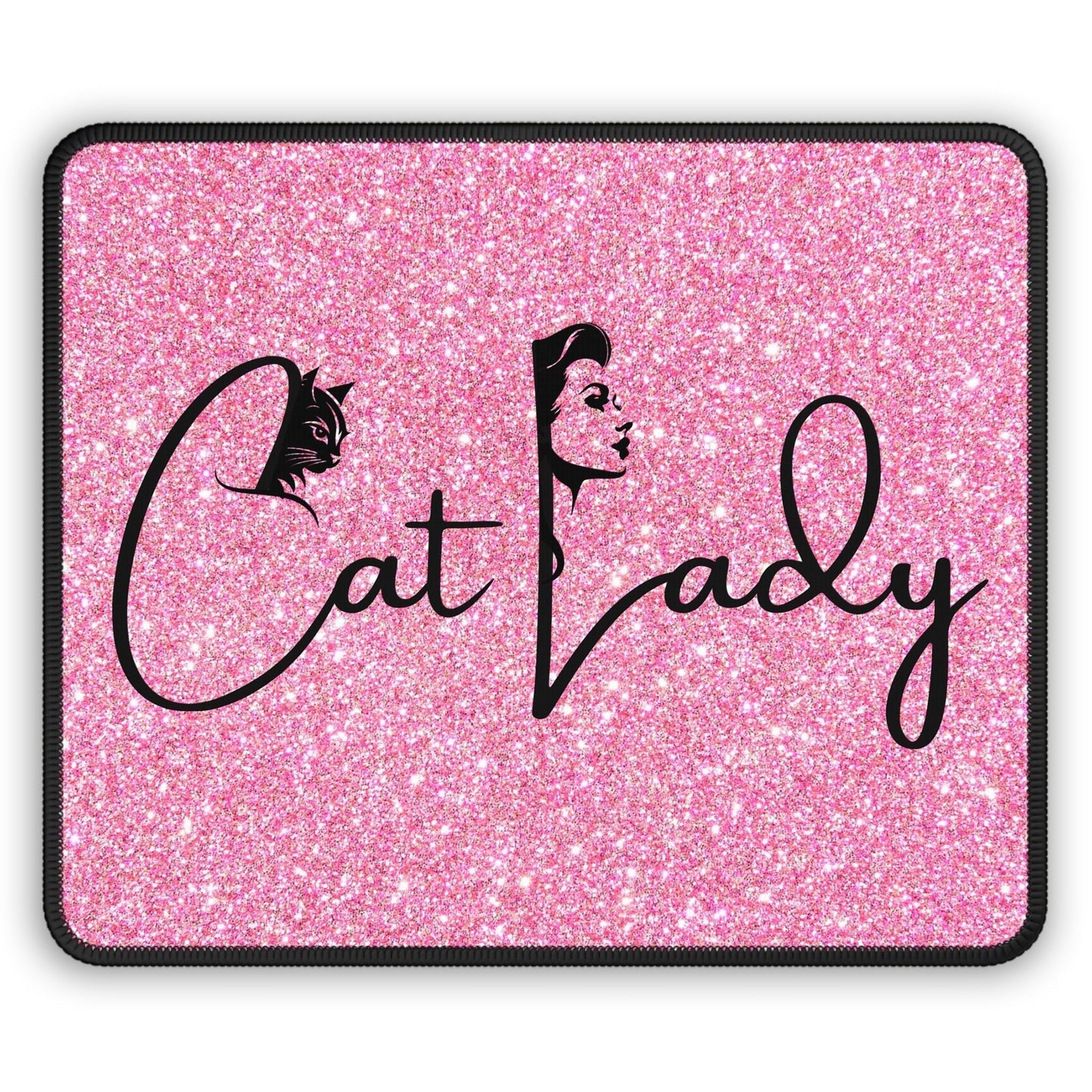 Glittery Cat Lady Gaming Mouse Pad for Cat Lovers and Gamers