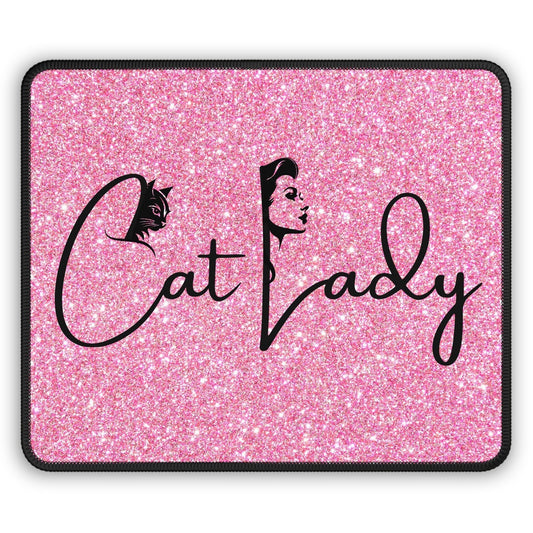 Glittery Cat Lady Gaming Mouse Pad for Cat Lovers and Gamers