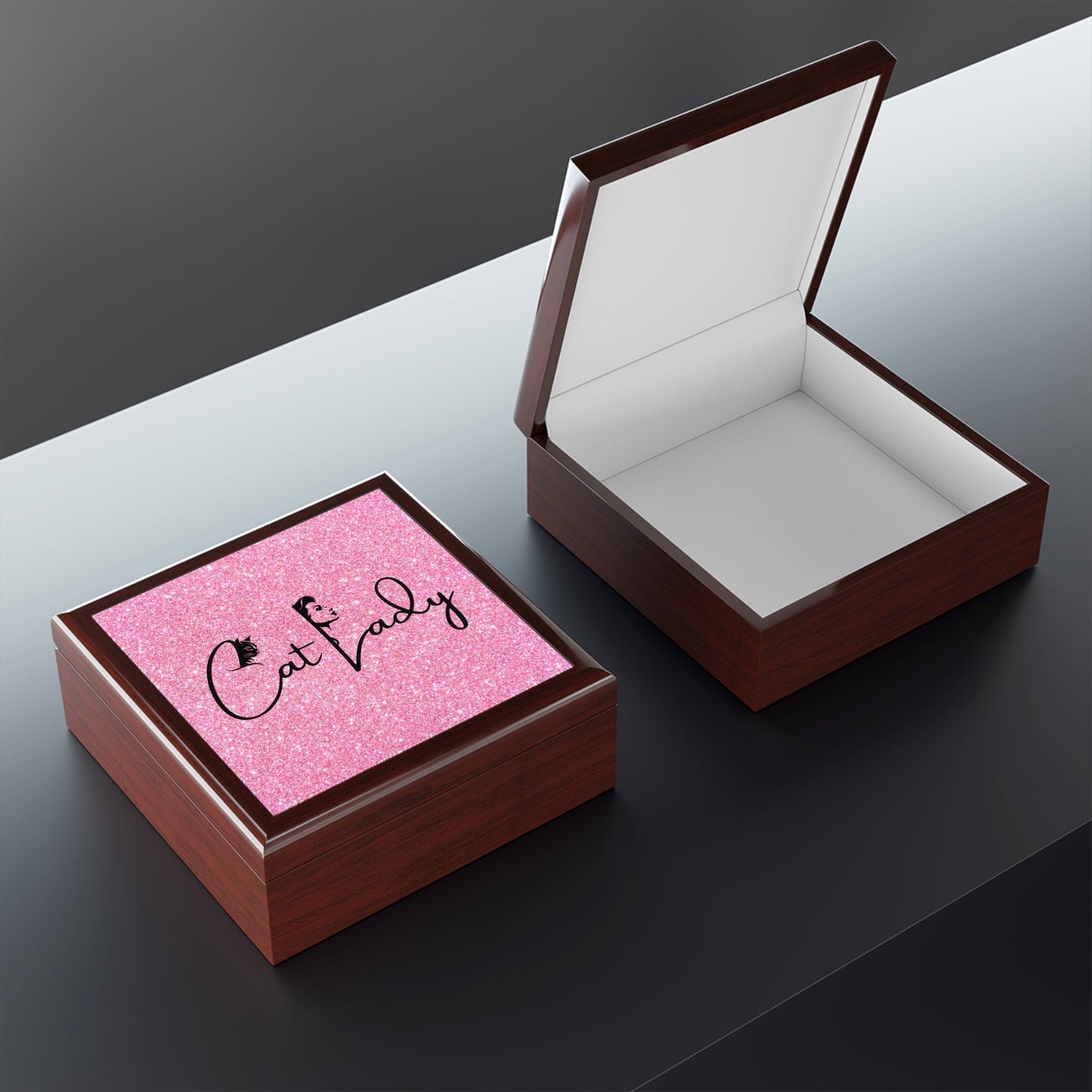 Glittery Cat Lady Jewelry Box - Perfect Gift for Cat Lovers