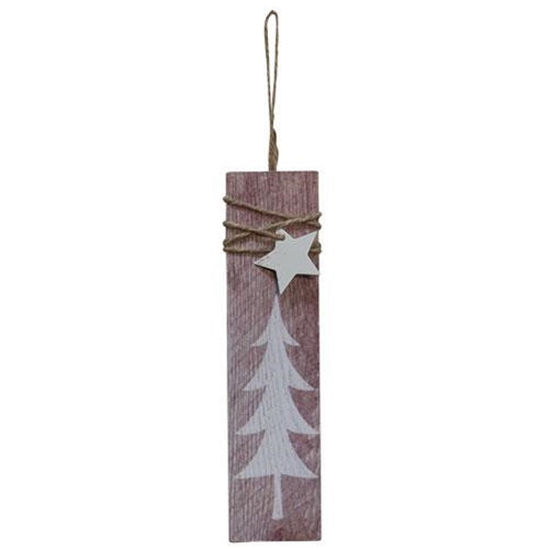 Tree w/Tin Star Rectangle Ornament 7"  (Pack of 4)