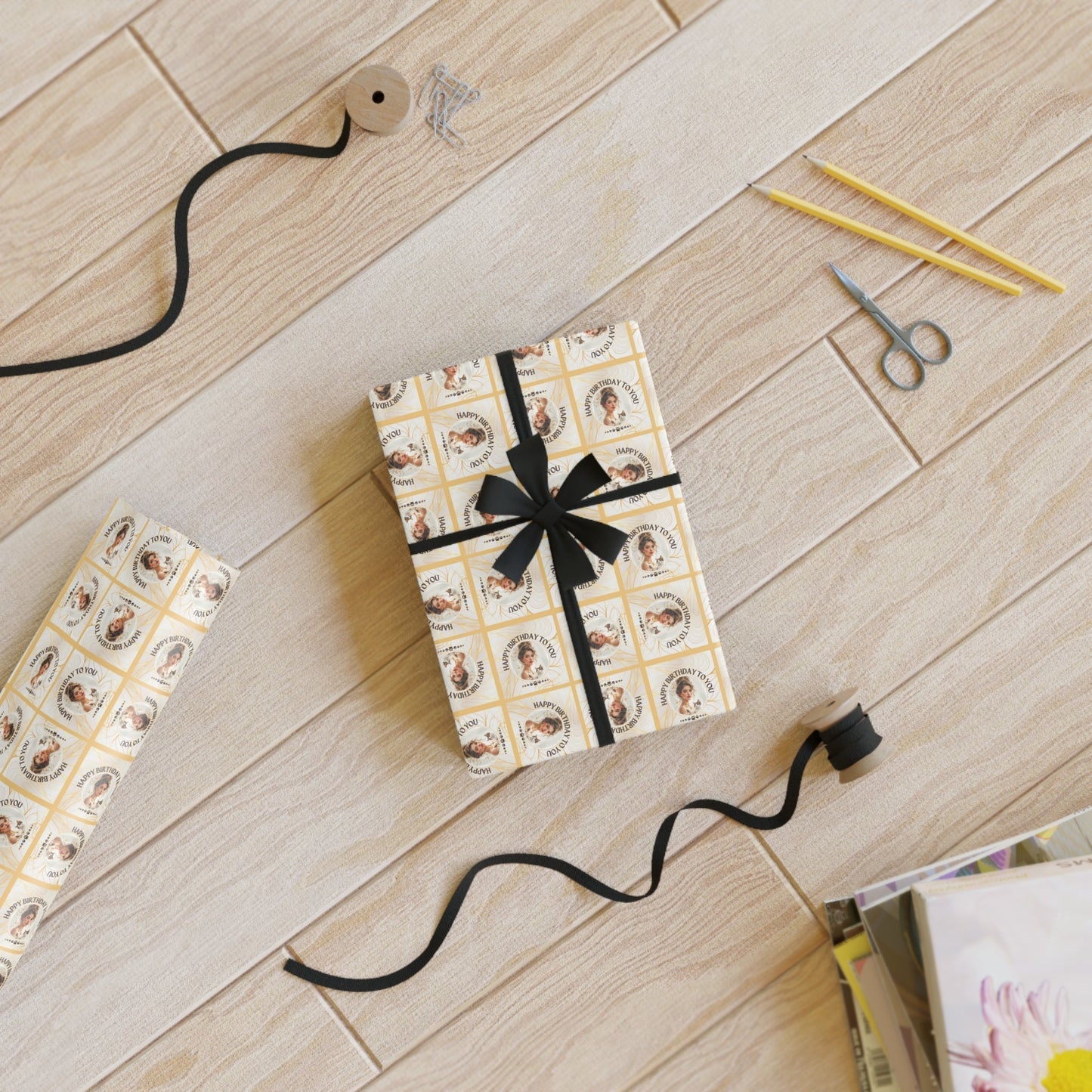 Golden Cat Lady Birthday Gift Wrapping Paper Roll