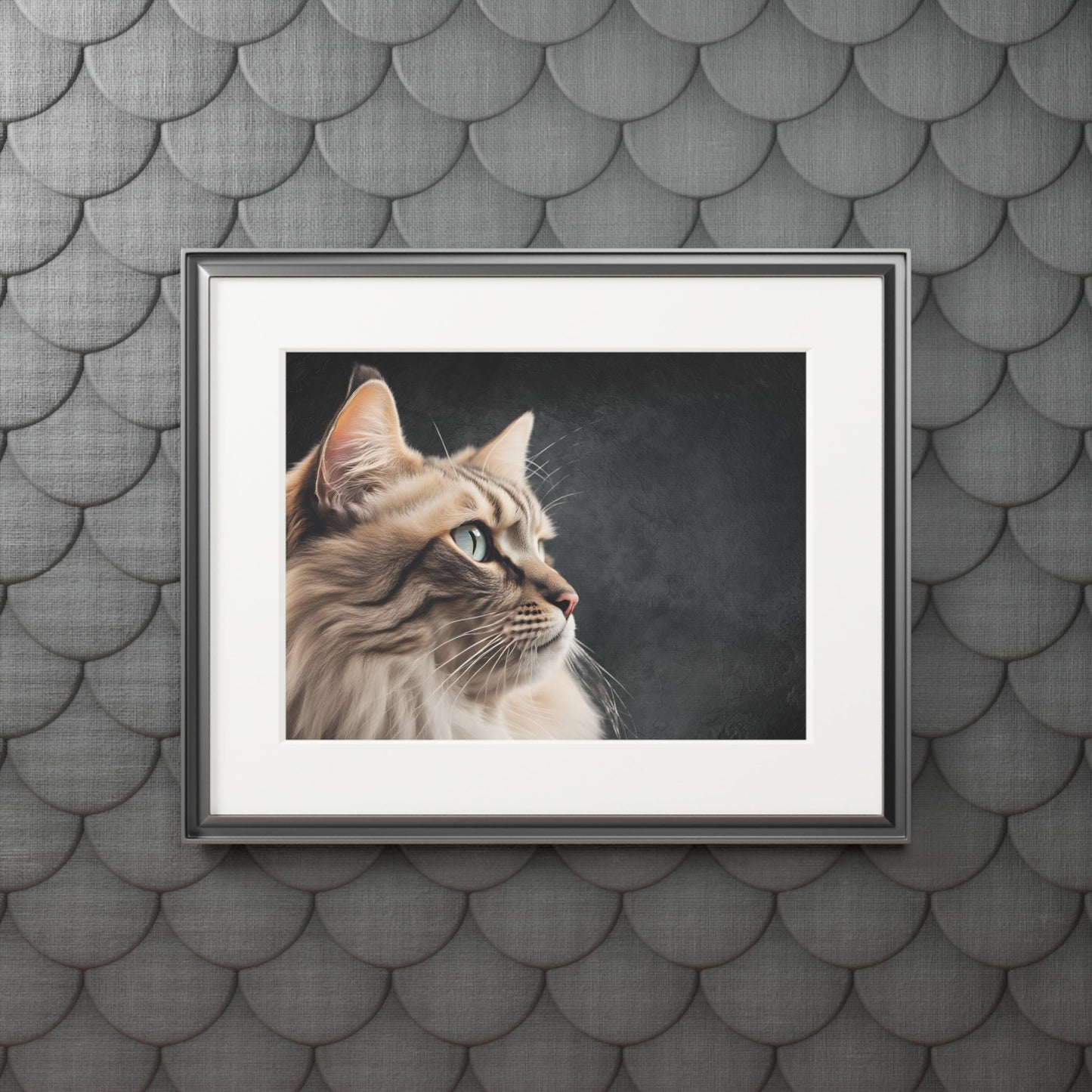 Gray Kitty Fine Art Print with Passepartout Frame