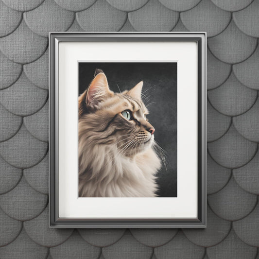 Gray Kitty Fine Art Print with Passepartout Frame