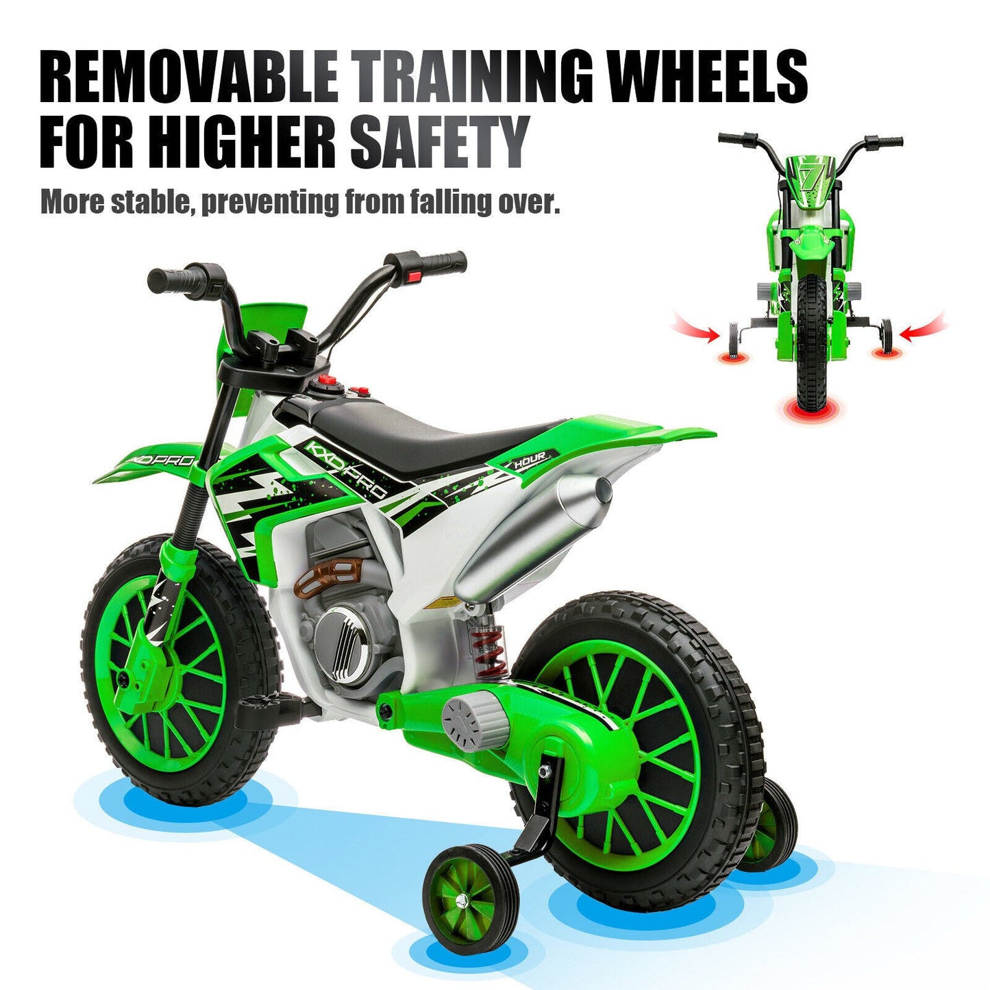 12V Electric Kids Ride On Dirt Bike with Training Wheels - Motorbike Fun for Little Riders