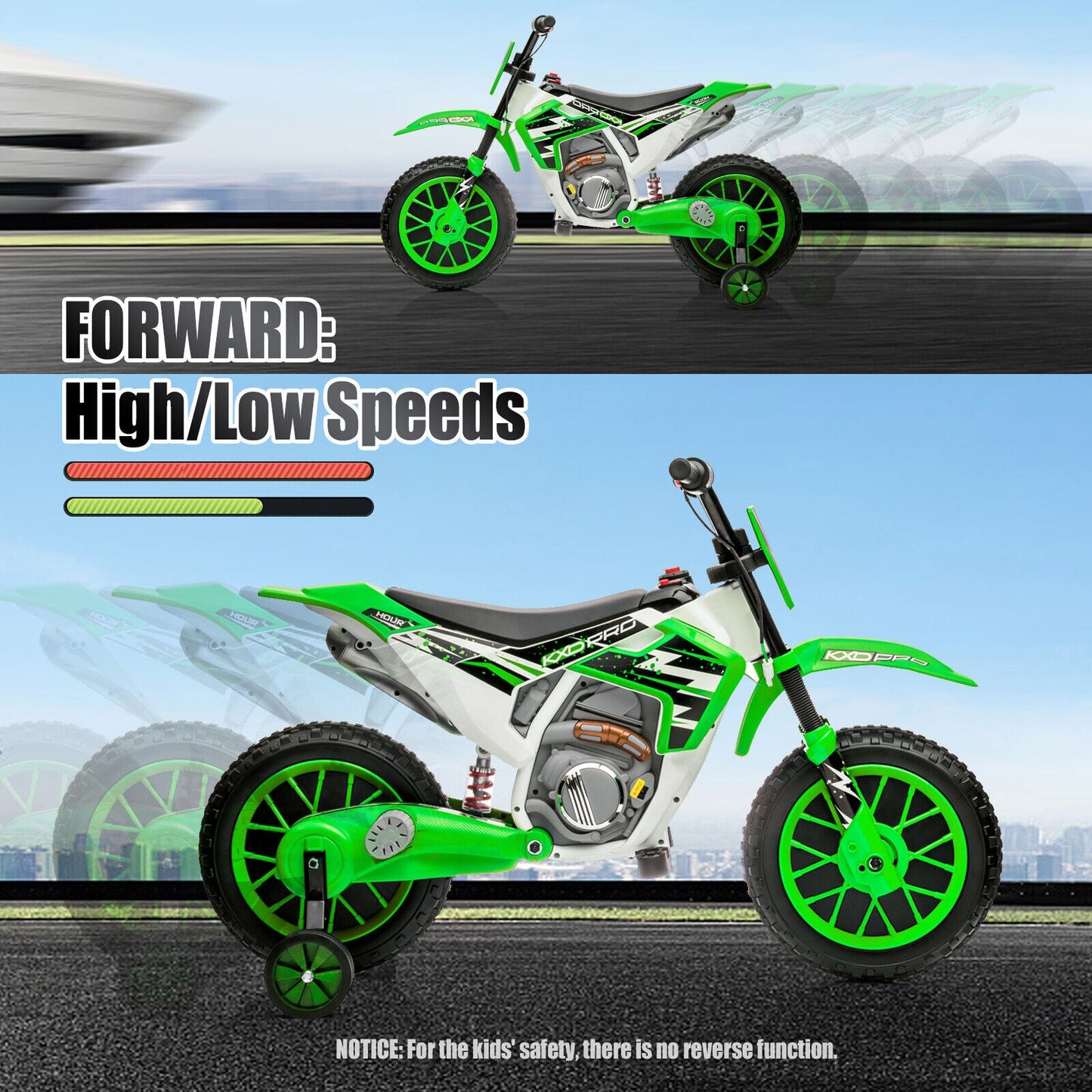 12V Electric Kids Ride On Dirt Bike with Training Wheels - Motorbike Fun for Little Riders