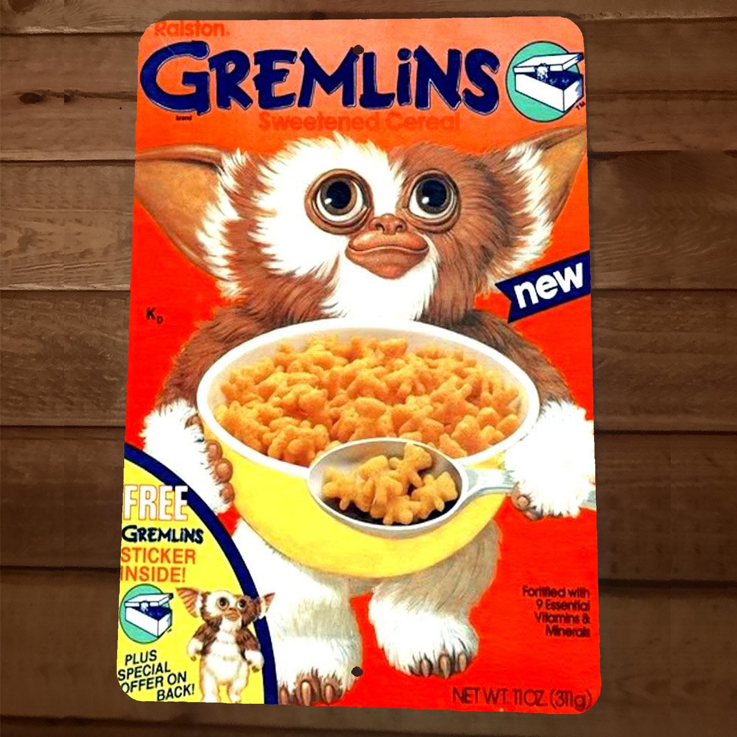 Gremlins Cereal Box Gizmo Retro 80s 8x12 Metal Wall Sign Horror Holidays Comedy Movie Poster