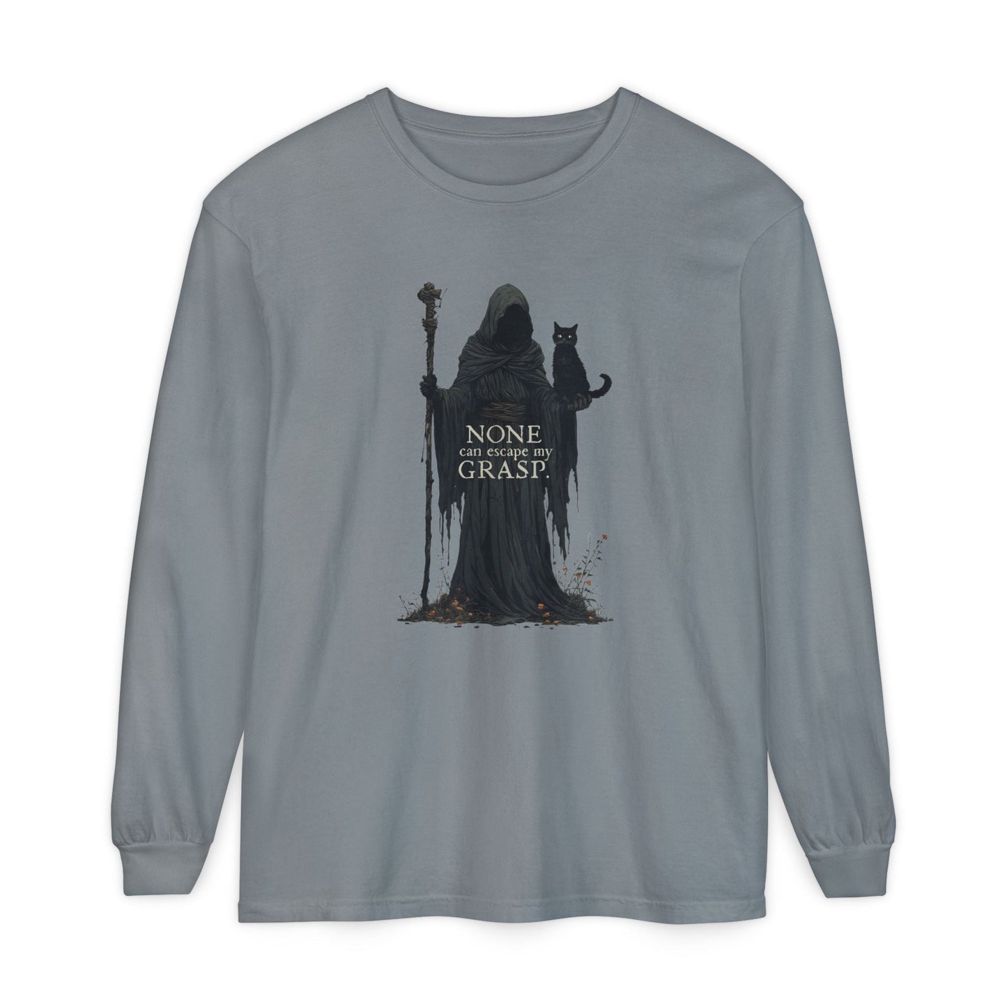 Grim Reaper Cat Long-Sleeve T-Shirt for Stylish Comfort and Unique Fashion