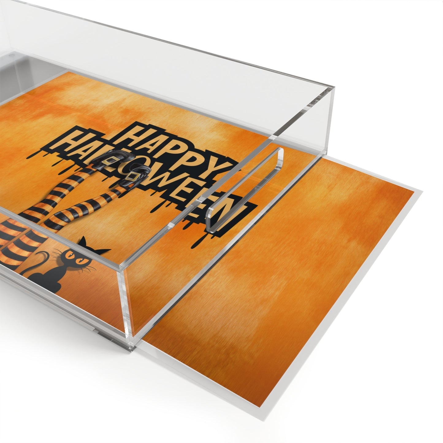 Halloween Spooky Cat Acrylic Serving Tray for Festive Entertaining