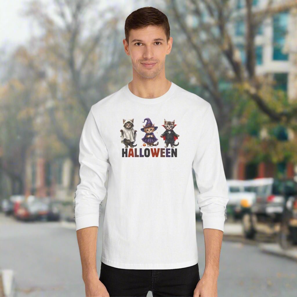 Halloween Kittens Long-Sleeve T-Shirt for a Fun and Spooky Celebration