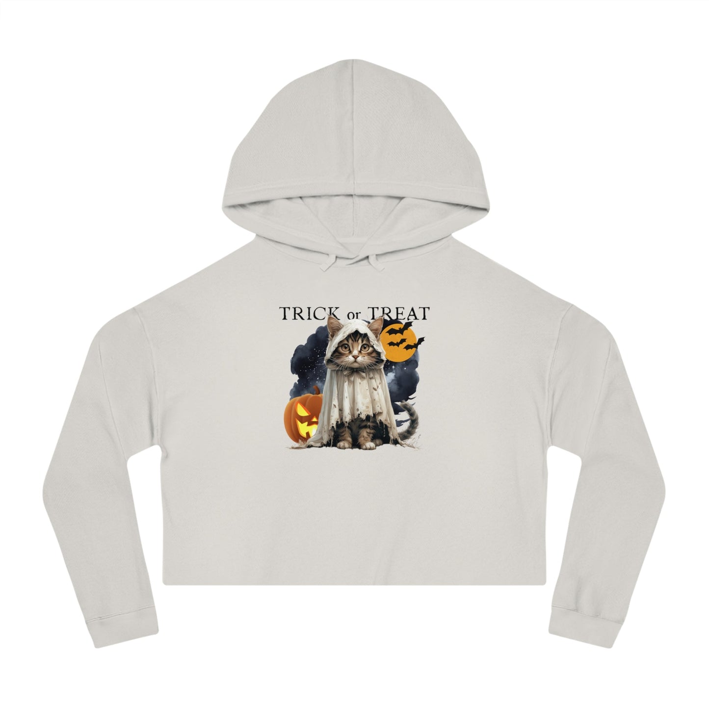 Halloween Kitty Cropped Women's Hoodie for Her