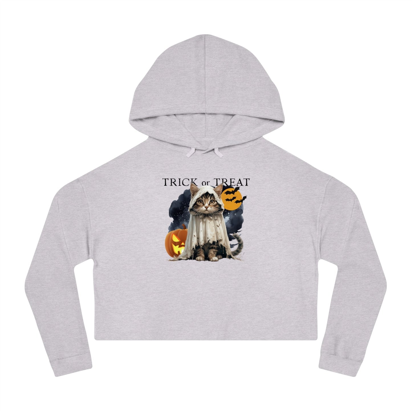 Halloween Kitty Cropped Women's Hoodie for Her