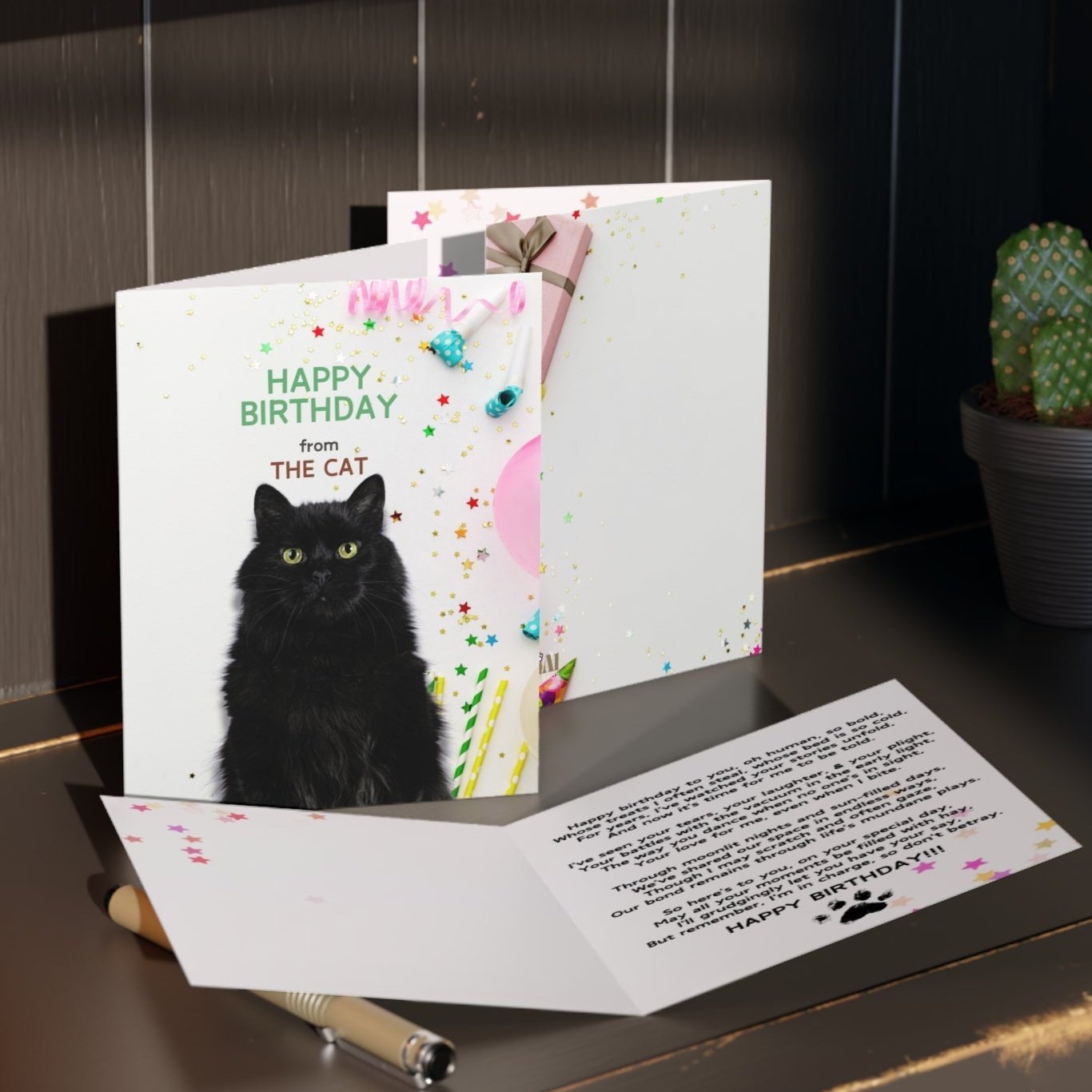 Happy Birthday from the Cat Greeting Cards, blank inside