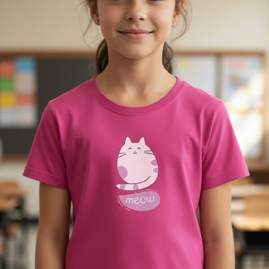 Harlynn Meow Kitty Youth Tee | Cute Cat Shirt for Kids