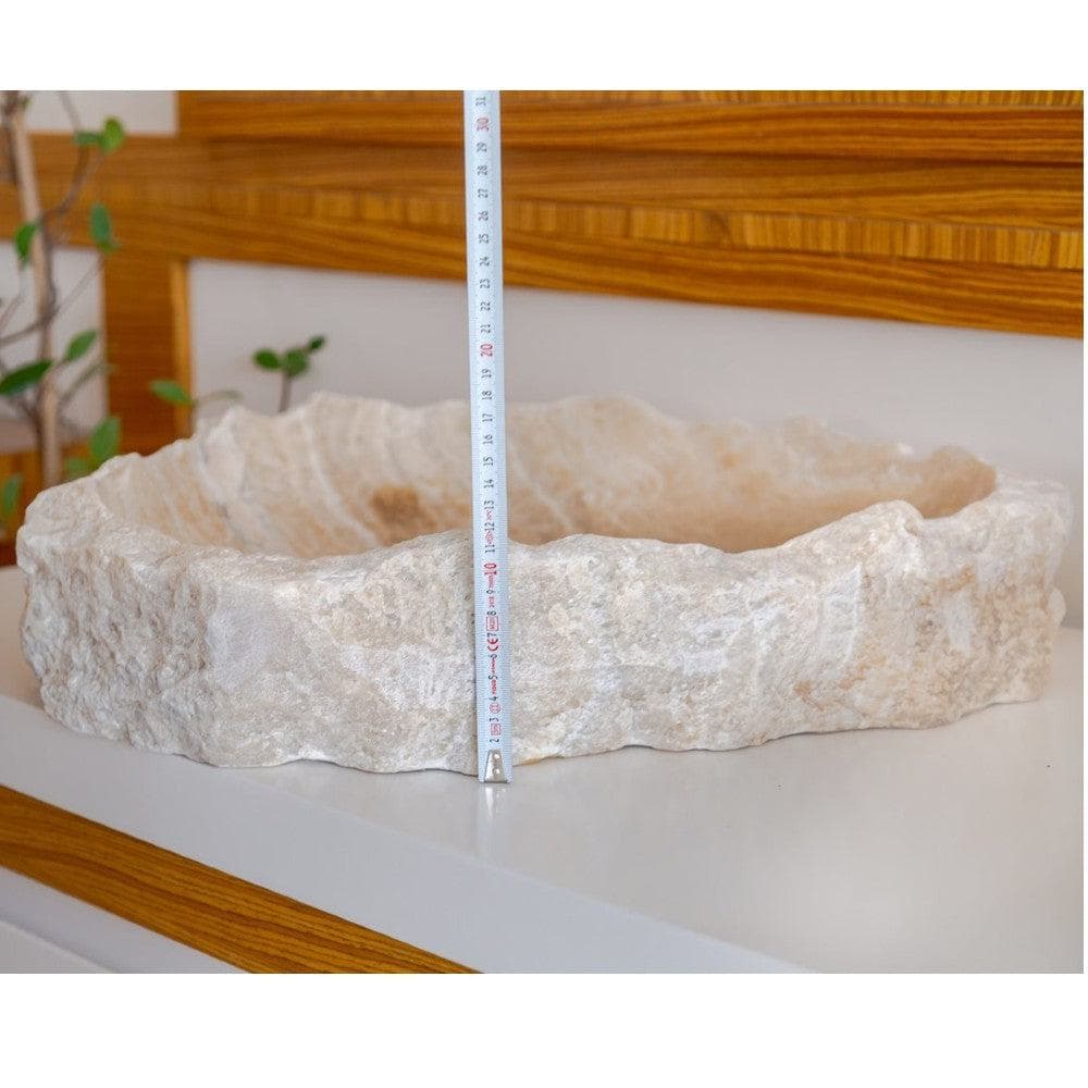 Handcrafted Honey Onyx Translucent Premium Natural Stone Vessel Sink 19x19x5 Inch