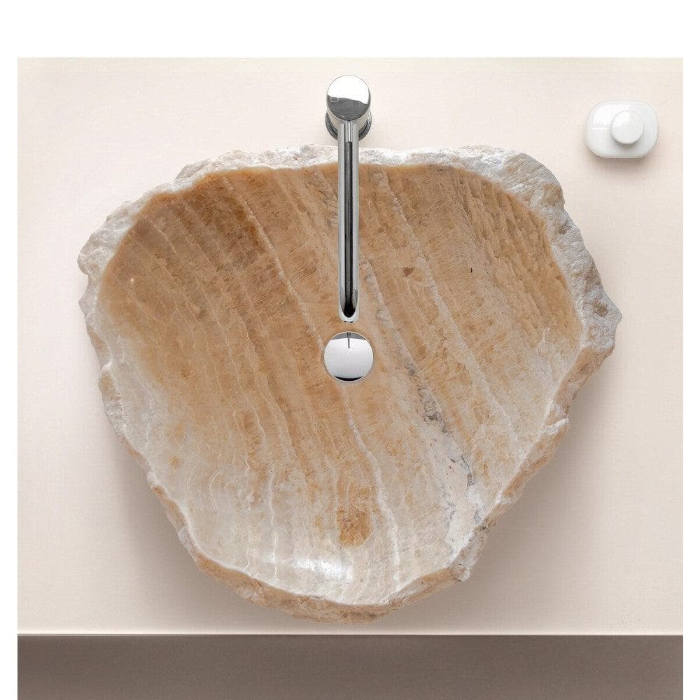 Handcrafted Honey Onyx Translucent Premium Natural Stone Vessel Sink 19x19x5 Inch