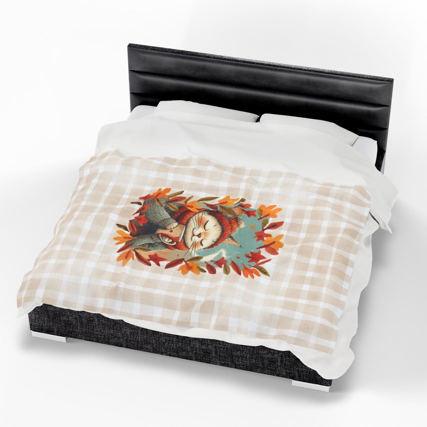 Hot Chocolate Cat Velveteen Blanket for Cozy Comfort