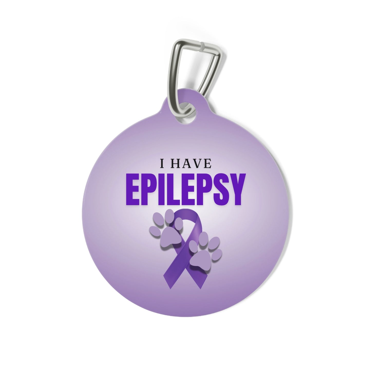 I Have Epilepsy Pet Tag – Epilepsy Awareness Collar Tag with Purple Ribbon & Paw Prints