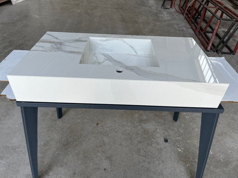 Italian Engineered Porcelain Sink - Calacatta Marble 100x55cm