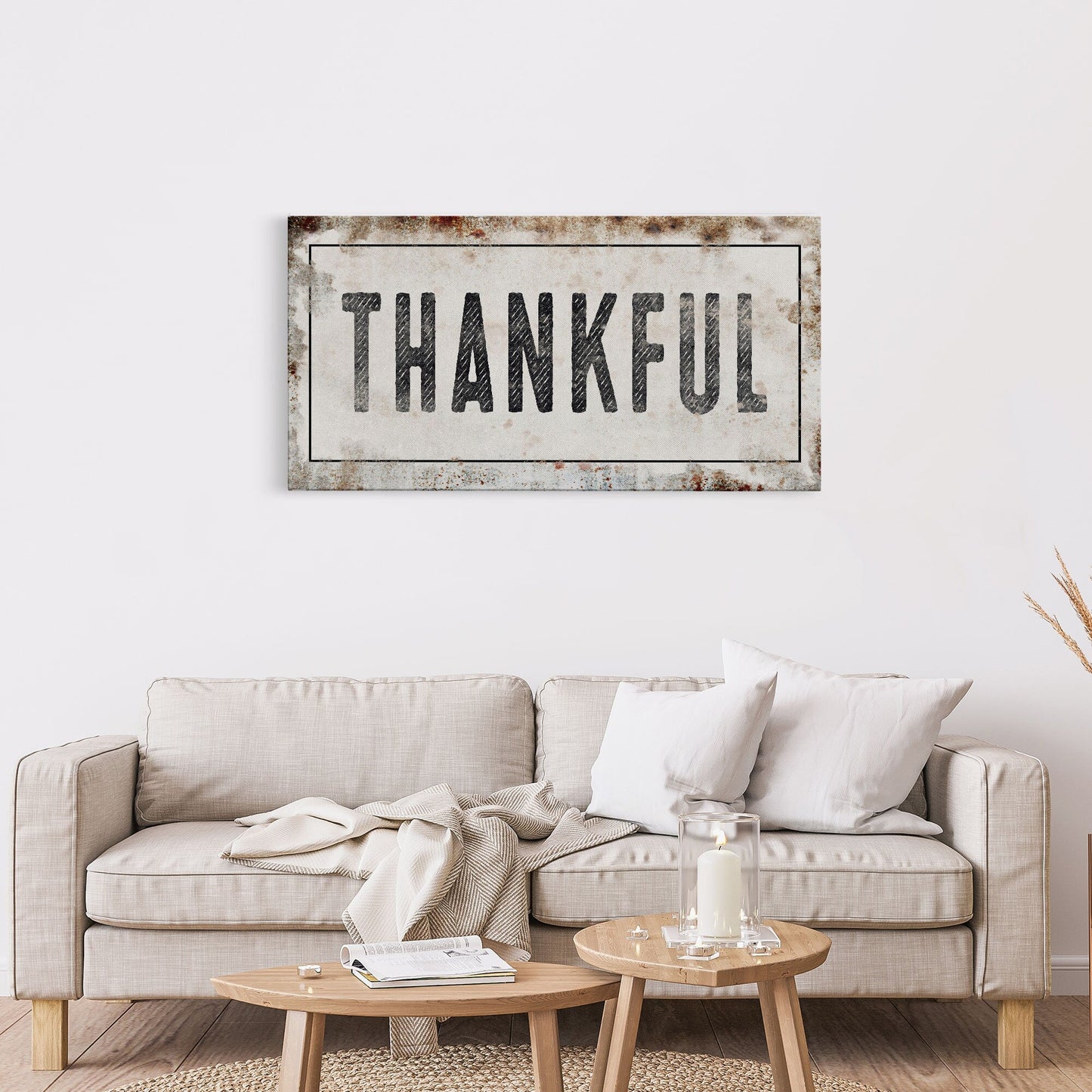 Thankful, cute farmhouse sign, framed canvas print, canvas sign, cute wall decor, living room bedroom wall art