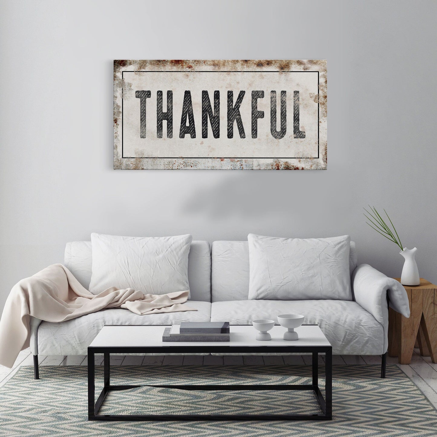 Thankful, cute farmhouse sign, framed canvas print, canvas sign, cute wall decor, living room bedroom wall art