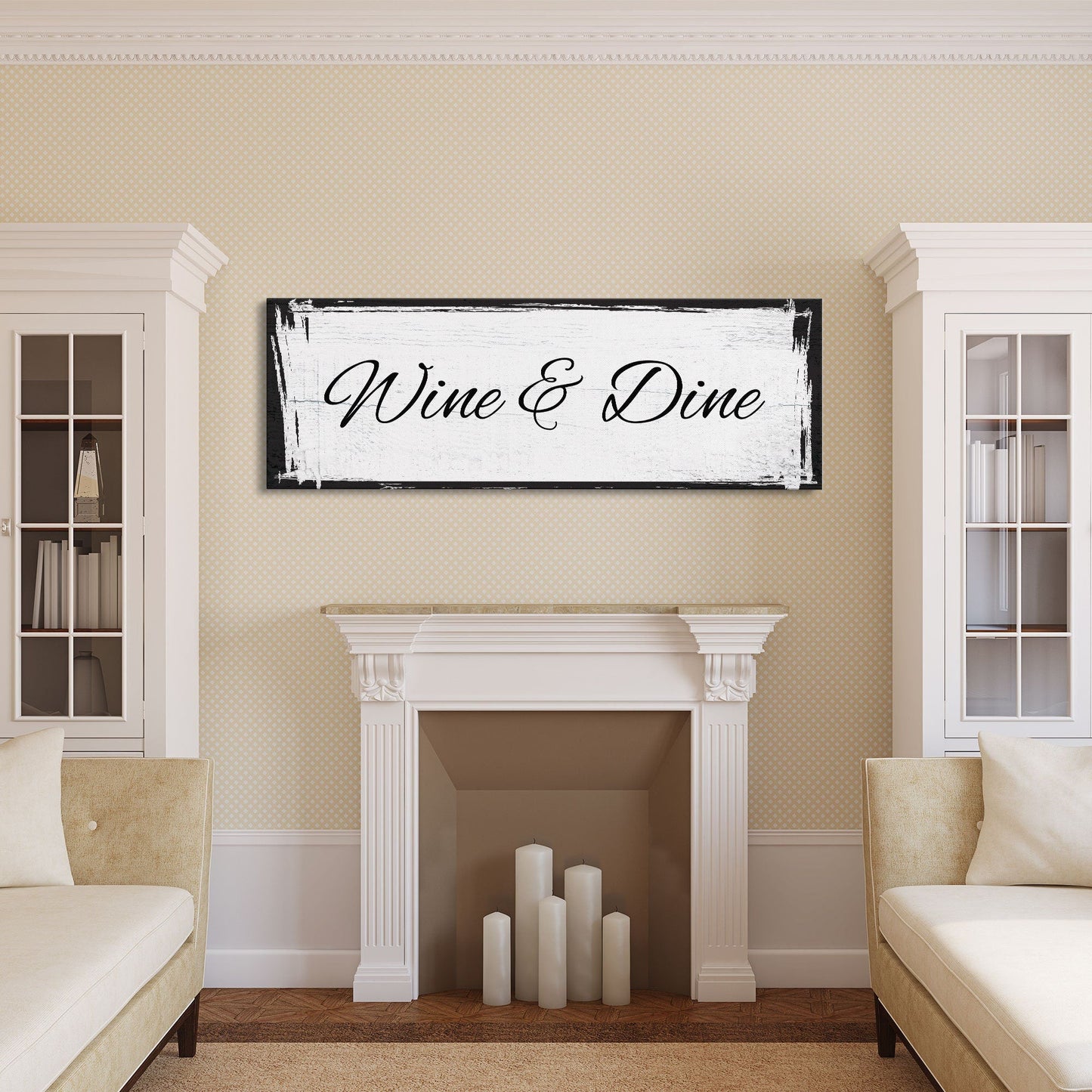 Kitchen canvas sign, wine and dine, sign for kitchen, kitchen wall art, wine sign, kitchen decor
