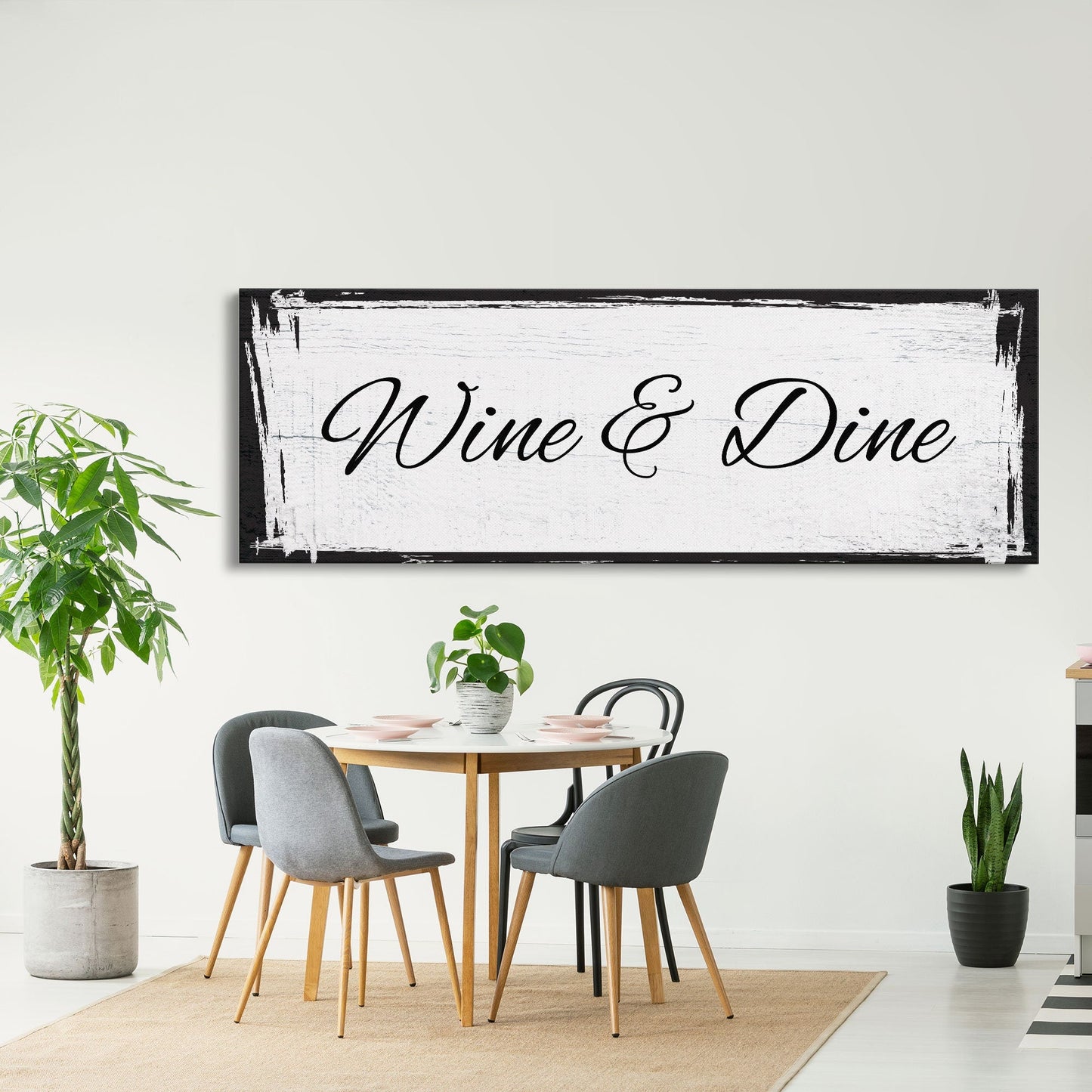 Kitchen canvas sign, wine and dine, sign for kitchen, kitchen wall art, wine sign, kitchen decor