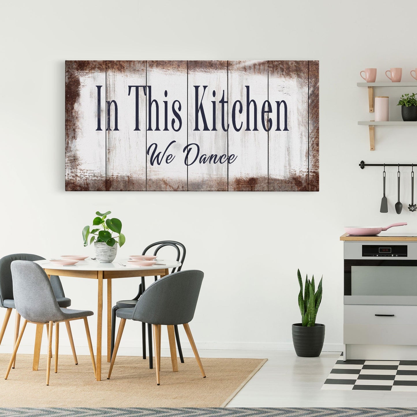 In This Kitchen We Dance Sign  Kitchen Canvas Sign  Wood Signs  Farmhouse Kitchen Signs  Wooden Signs  Kitchen Decor  Modern Farmhouse