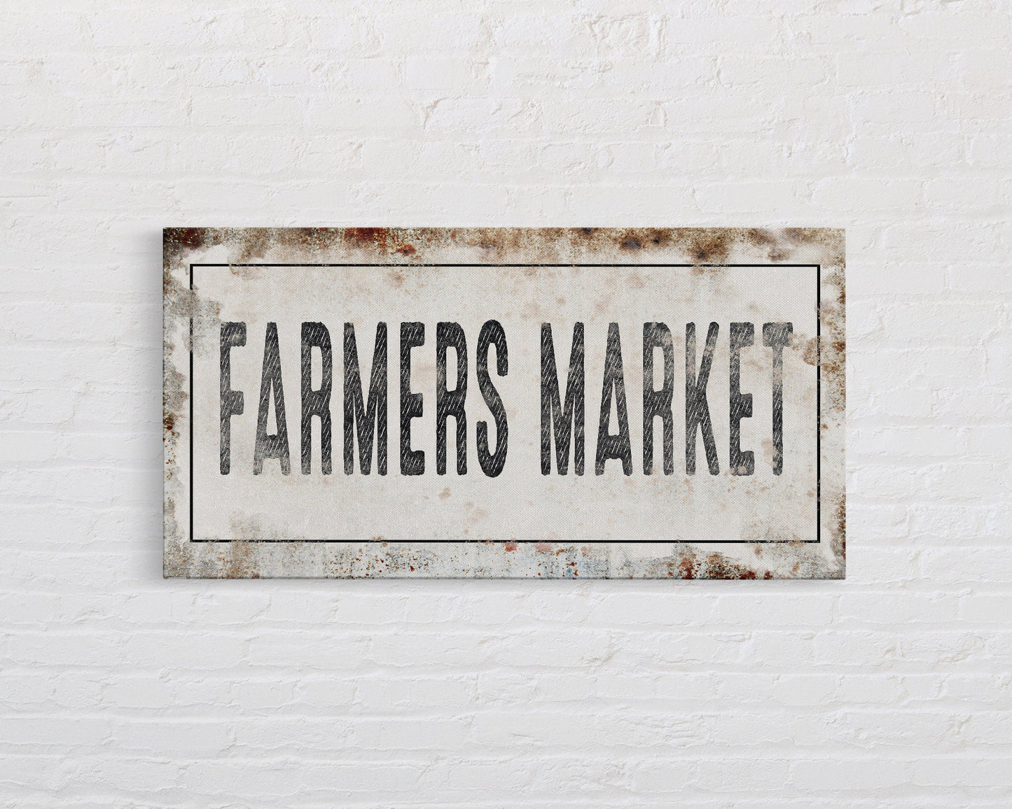 Farmer's Market Printed Canvas Sign Rusty Sign Distressed Wall Art Farmer's Market Cute Kitchen Sign