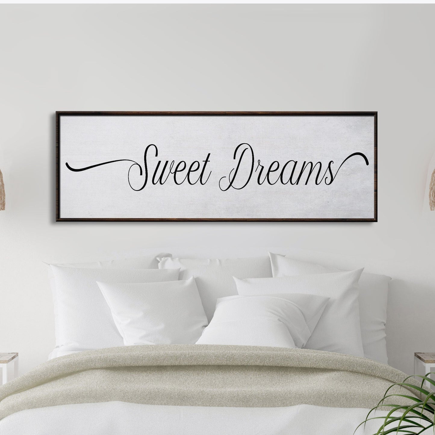 Sweet Dreams Sign, Large Bedroom Wall Decor over the Bed, Farmhouse Decor, Wall Art Decor, Canvas Print, Bedroom Wall Decor