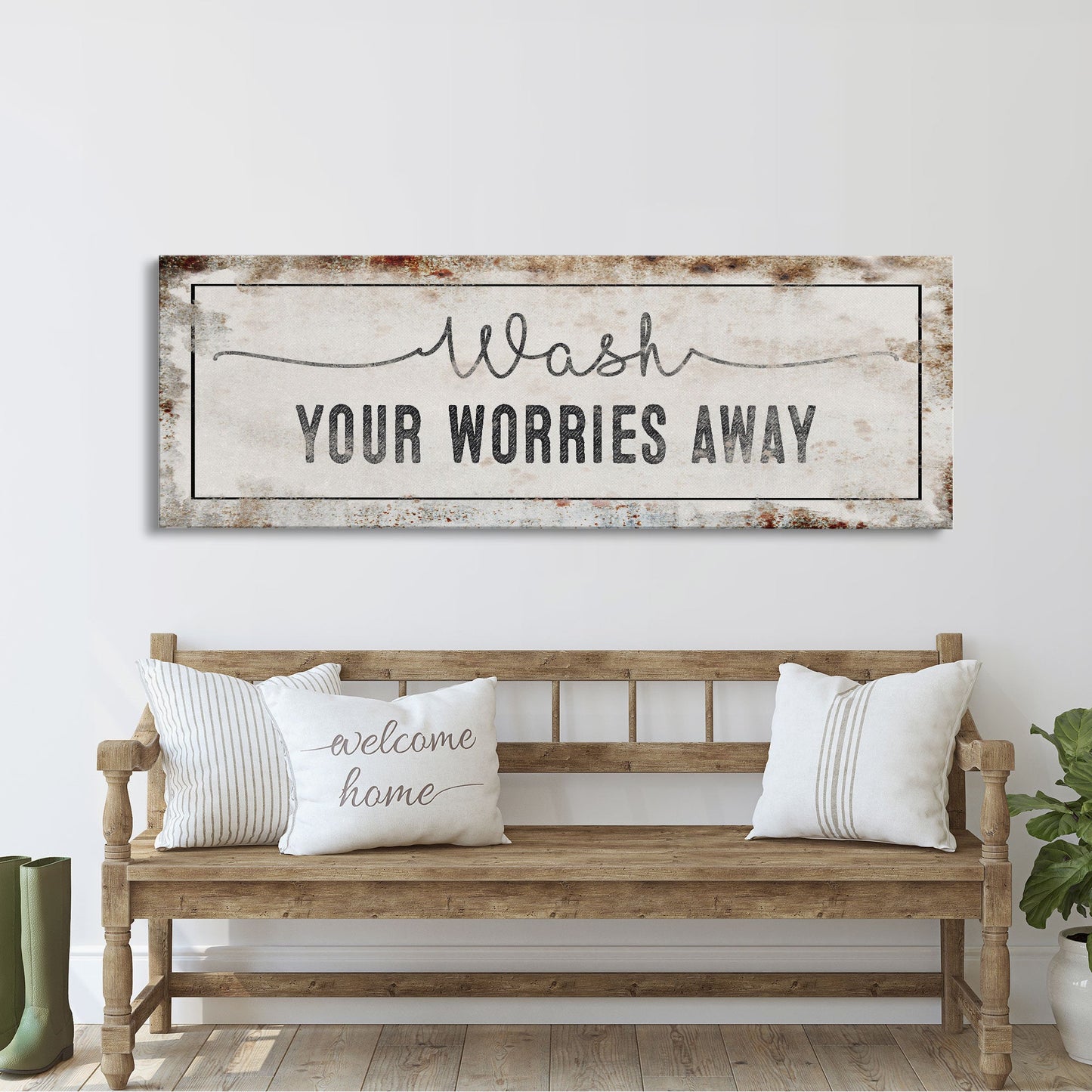bathroom sign, wash your worries away sign, bath sign, sign for bathroom, bathroom wall decor, bathroom wall art, bath decor, canvas print