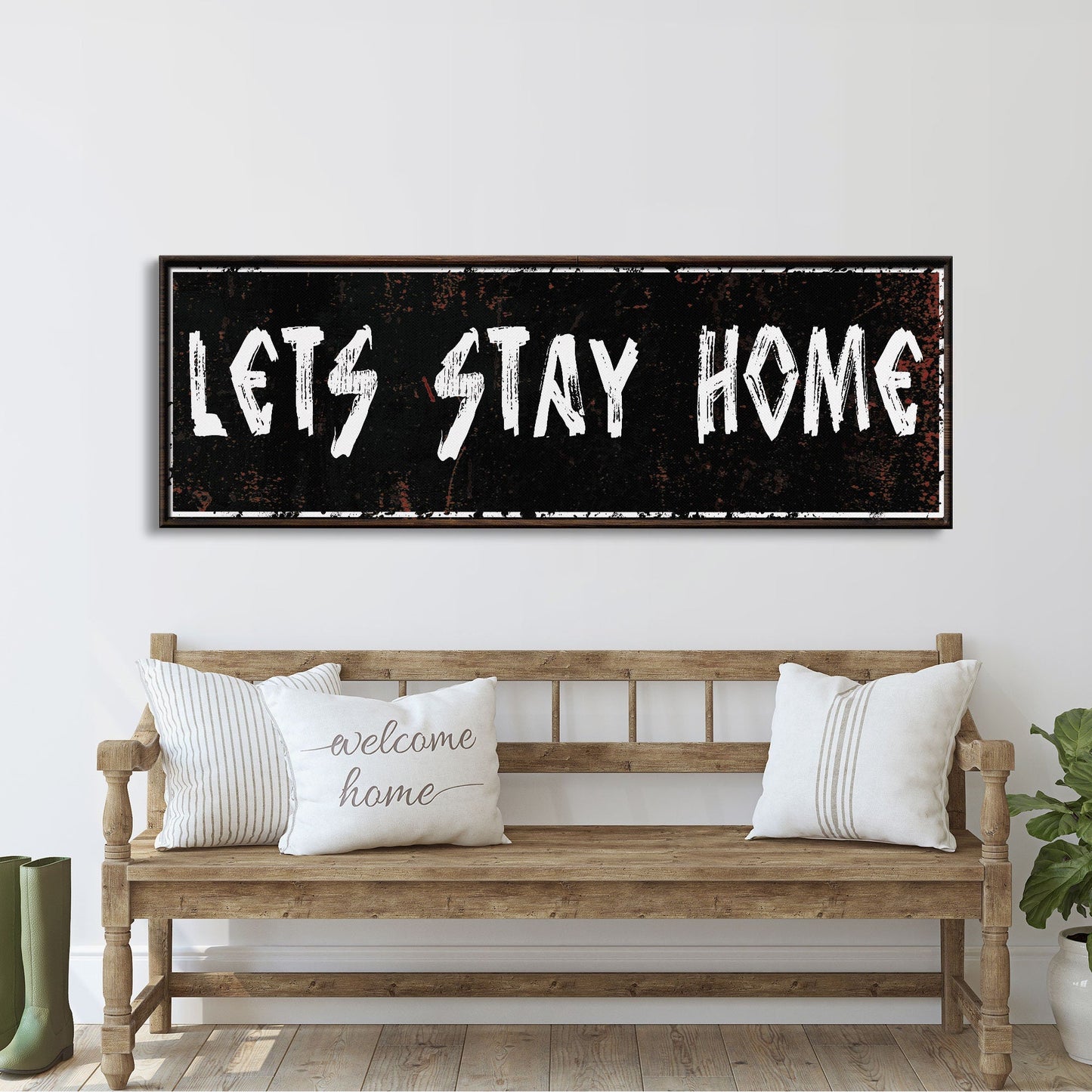 let's stay home sign, farmhouse canvas and wood signs, wooden signs for home, living room wall decor, home wall decor, farmhouse wall art