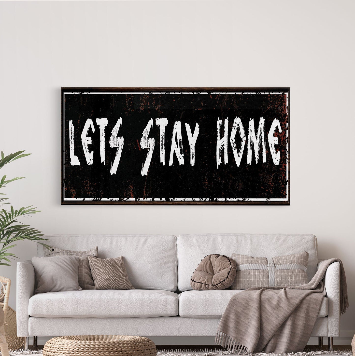let's stay home sign, farmhouse canvas and wood signs, wooden signs for home, living room wall decor, home wall decor, farmhouse wall art