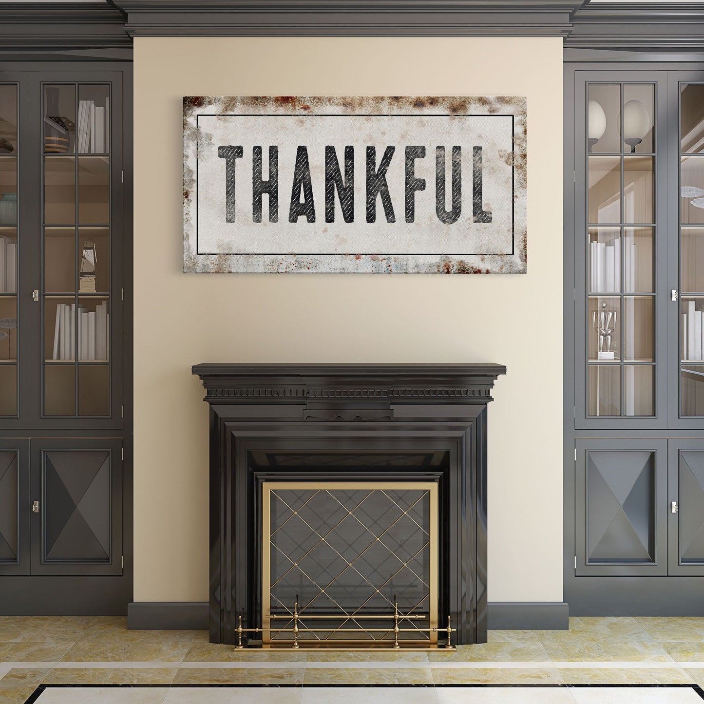 Thankful, cute farmhouse sign, framed canvas print, canvas sign, cute wall decor, living room bedroom wall art
