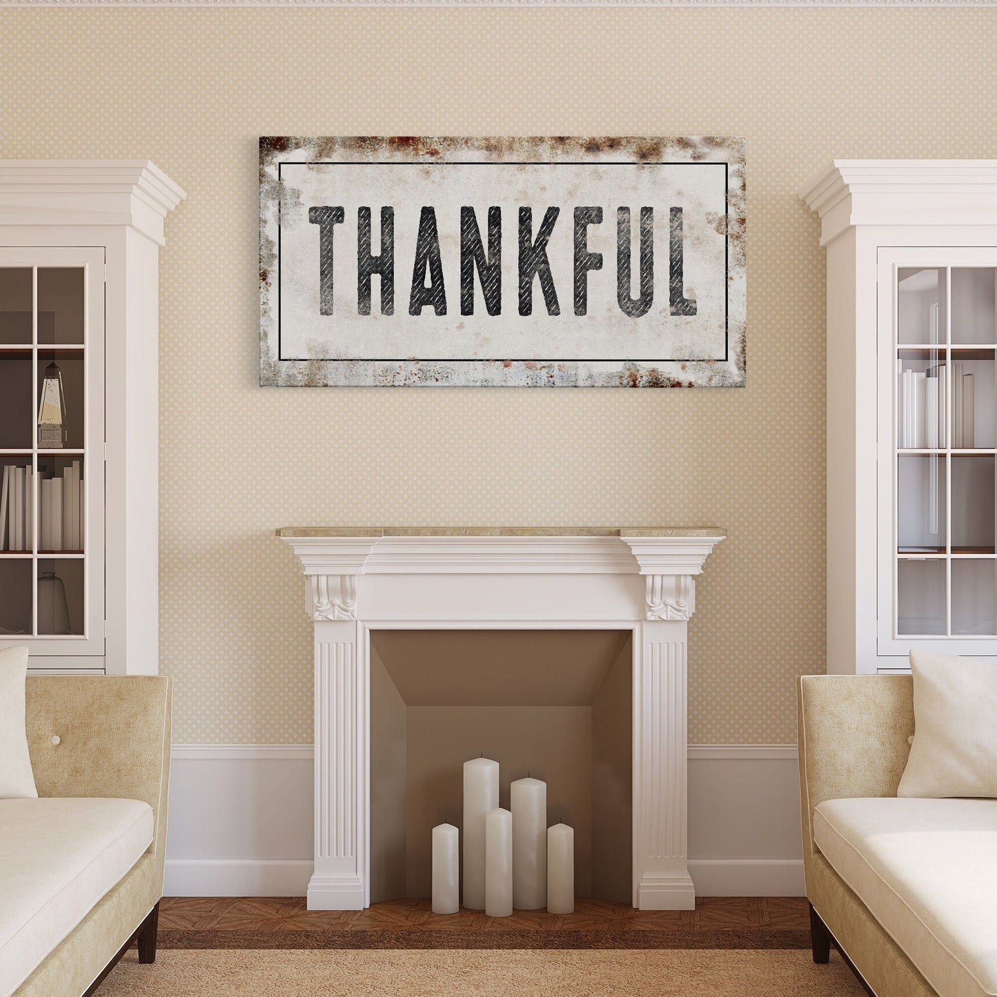 Thankful, cute farmhouse sign, framed canvas print, canvas sign, cute wall decor, living room bedroom wall art