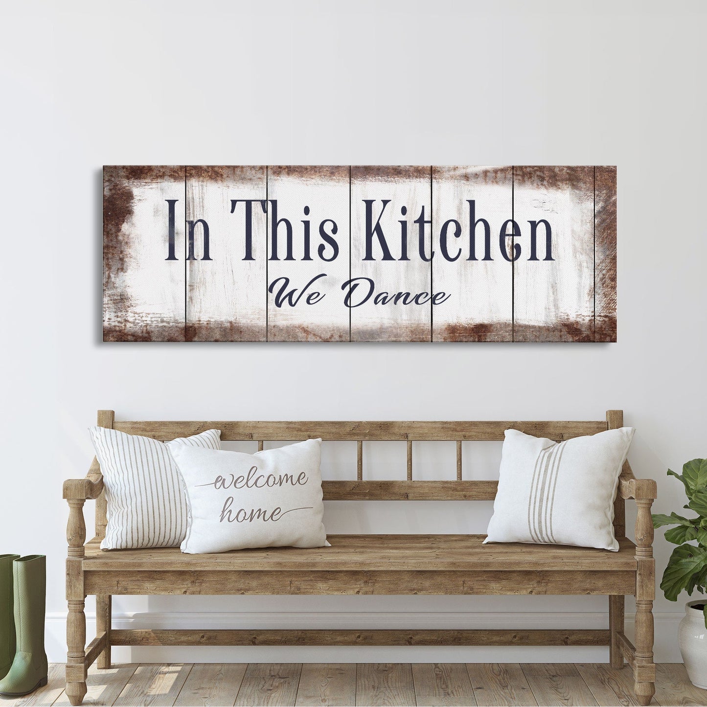 In This Kitchen We Dance Sign  Kitchen Canvas Sign  Wood Signs  Farmhouse Kitchen Signs  Wooden Signs  Kitchen Decor  Modern Farmhouse