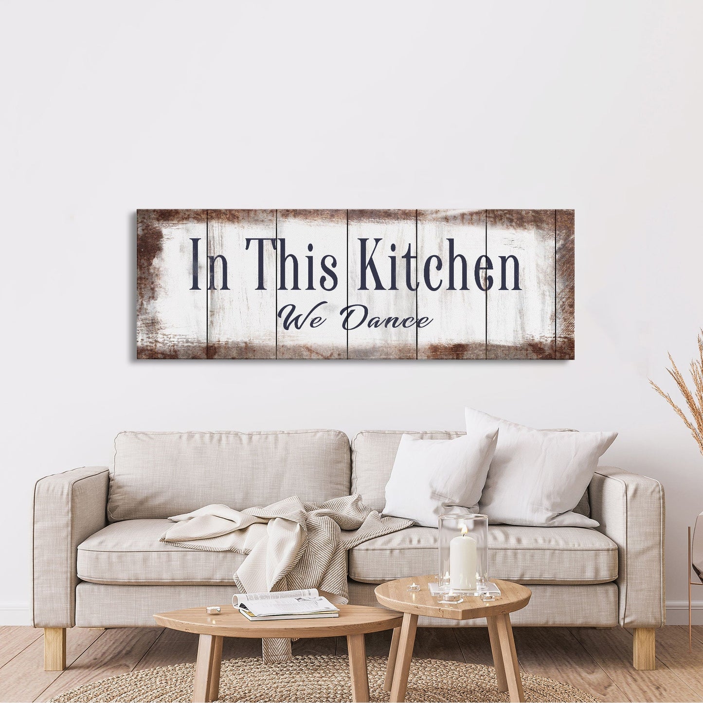 In This Kitchen We Dance Sign  Kitchen Canvas Sign  Wood Signs  Farmhouse Kitchen Signs  Wooden Signs  Kitchen Decor  Modern Farmhouse