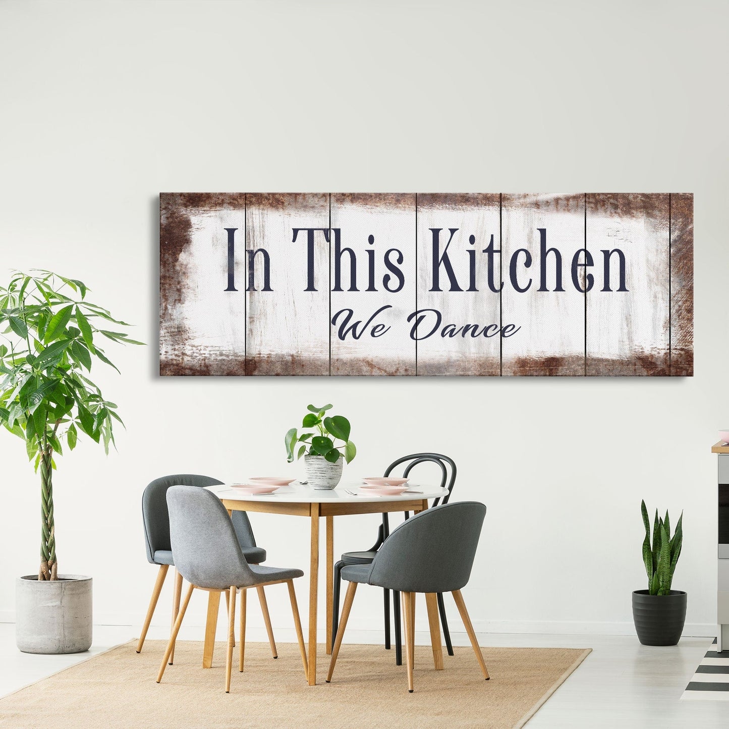 In This Kitchen We Dance Sign  Kitchen Canvas Sign  Wood Signs  Farmhouse Kitchen Signs  Wooden Signs  Kitchen Decor  Modern Farmhouse