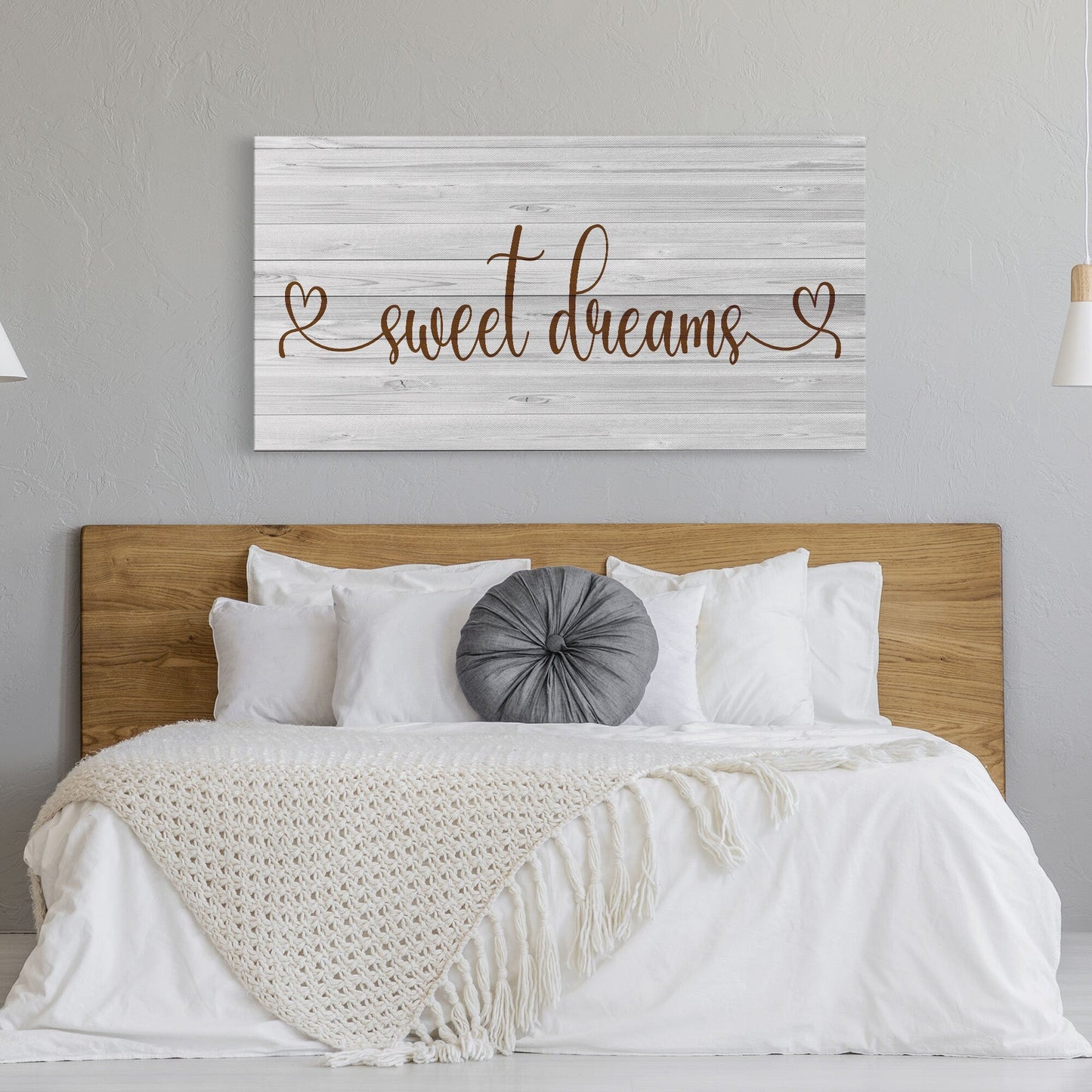 Sweet Dreams Sign, Large Bedroom Wall Decor over the Bed, Farmhouse Decor, Wall Art Decor, Canvas Print, Bedroom Wall Decor, guest room