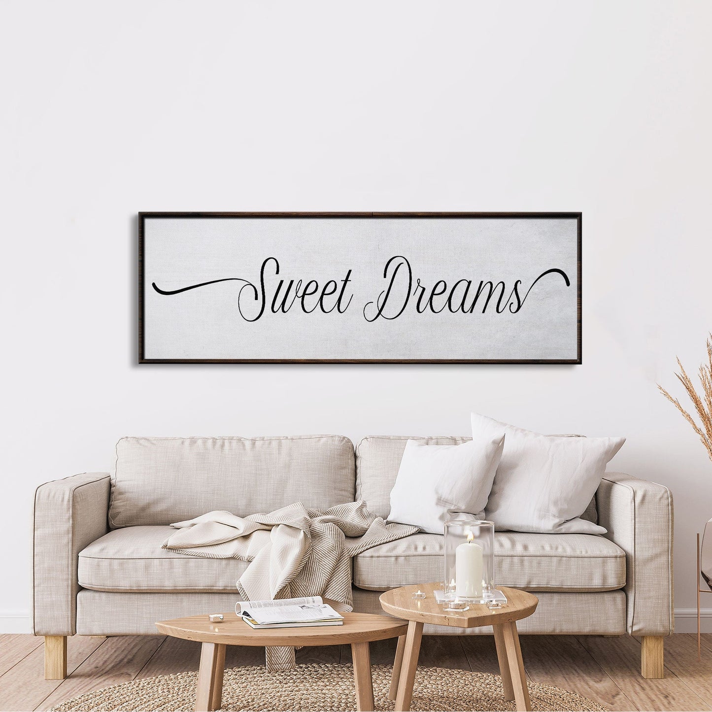 Sweet Dreams Sign, Large Bedroom Wall Decor over the Bed, Farmhouse Decor, Wall Art Decor, Canvas Print, Bedroom Wall Decor