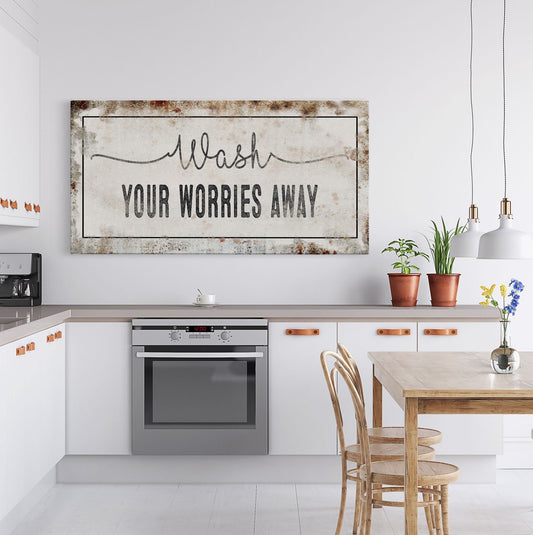 bathroom sign, wash your worries away sign, bath sign, sign for bathroom, bathroom wall decor, bathroom wall art, bath decor, canvas print