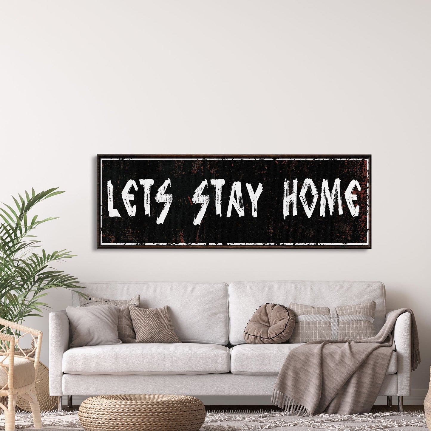 let's stay home sign, farmhouse canvas and wood signs, wooden signs for home, living room wall decor, home wall decor, farmhouse wall art