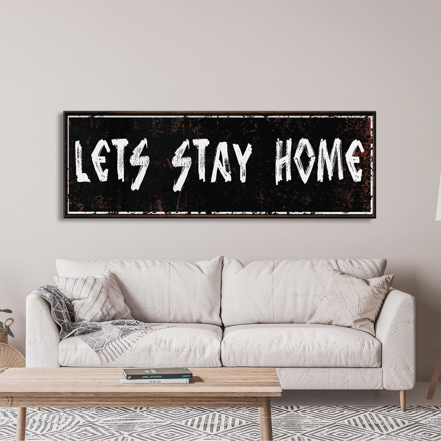 let's stay home sign, farmhouse canvas and wood signs, wooden signs for home, living room wall decor, home wall decor, farmhouse wall art