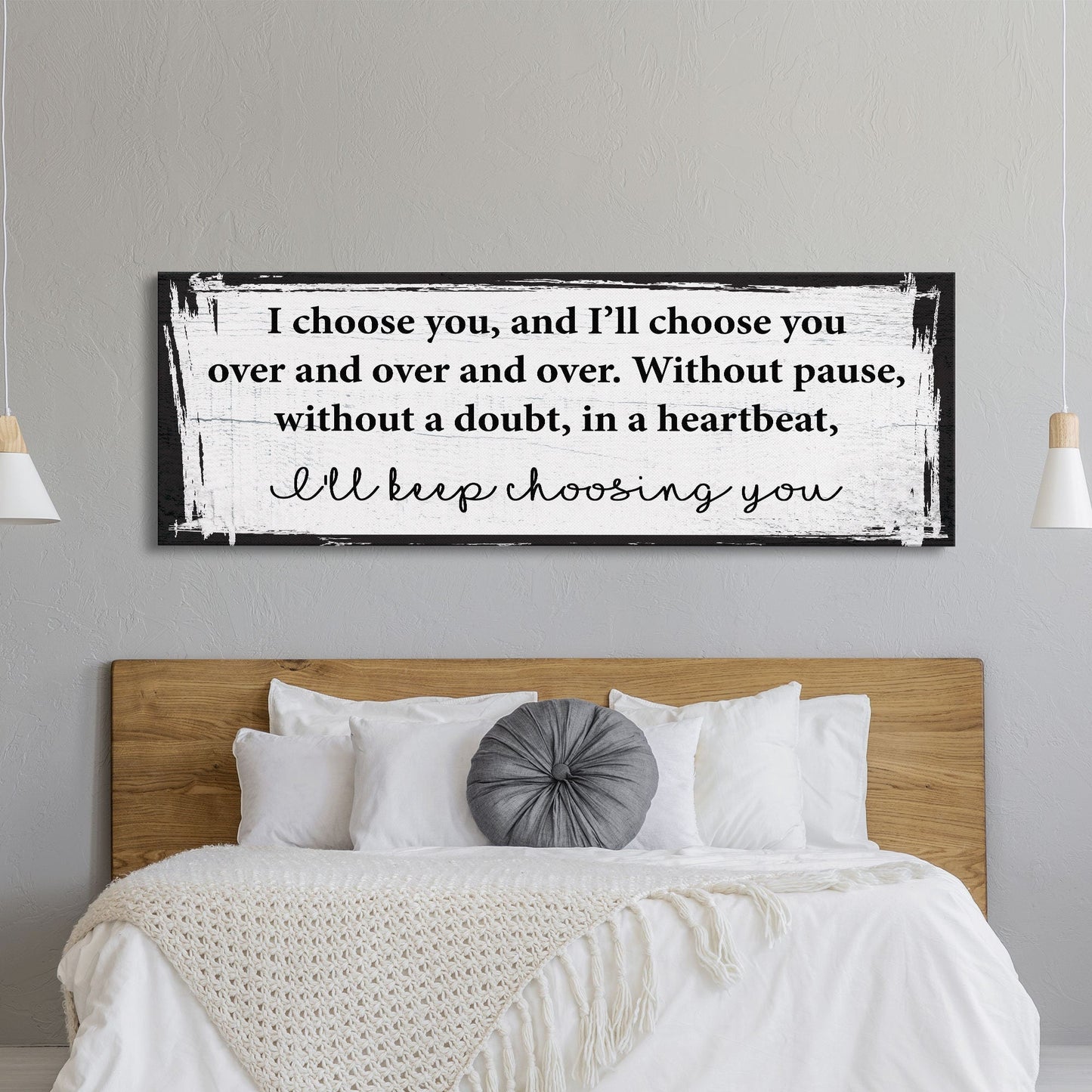 Master bedroom sign, I choose you canvas print, master bedroom decor, guest room decor, wall art, bedroom wall art, above couch art