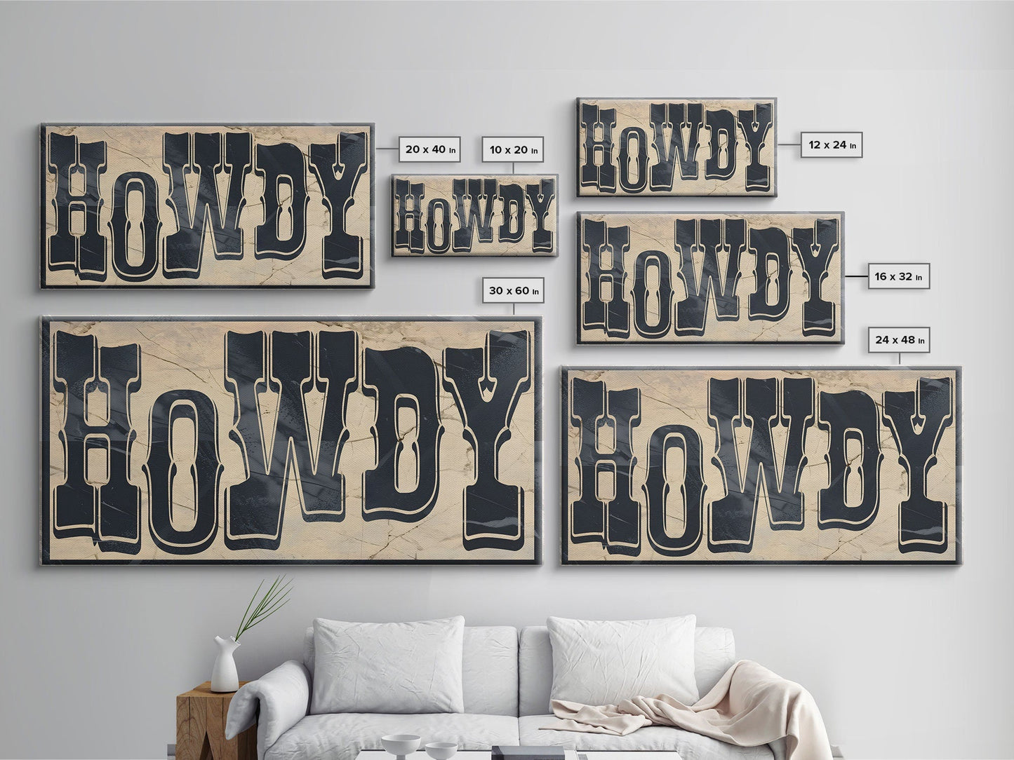 Howdy Typography Wall Art Print, Midwest Decor, Southwestern Wall Art, Canvas Print or Poster, Modern Design, Southern Home Art, Ranch Art