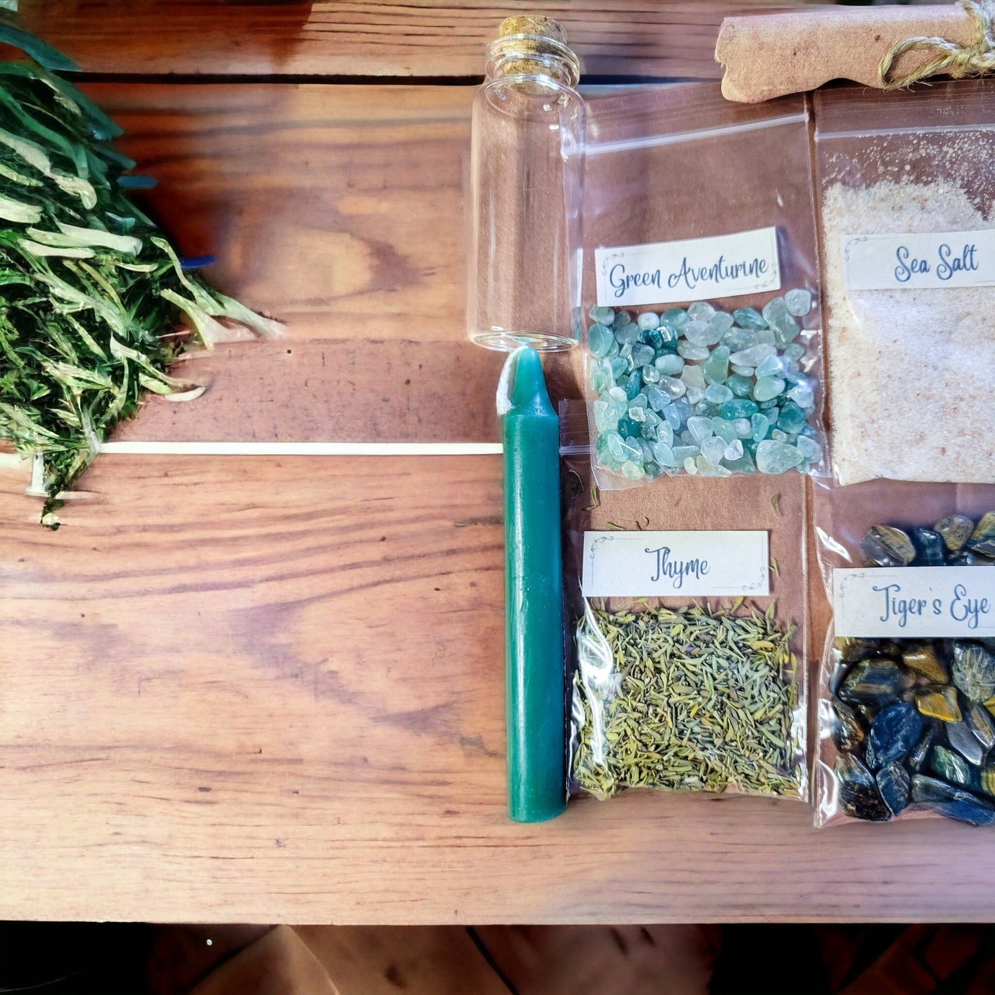 DIY Prosperity Spell Bottle Kit: Crystals, Herbs, and Instructions