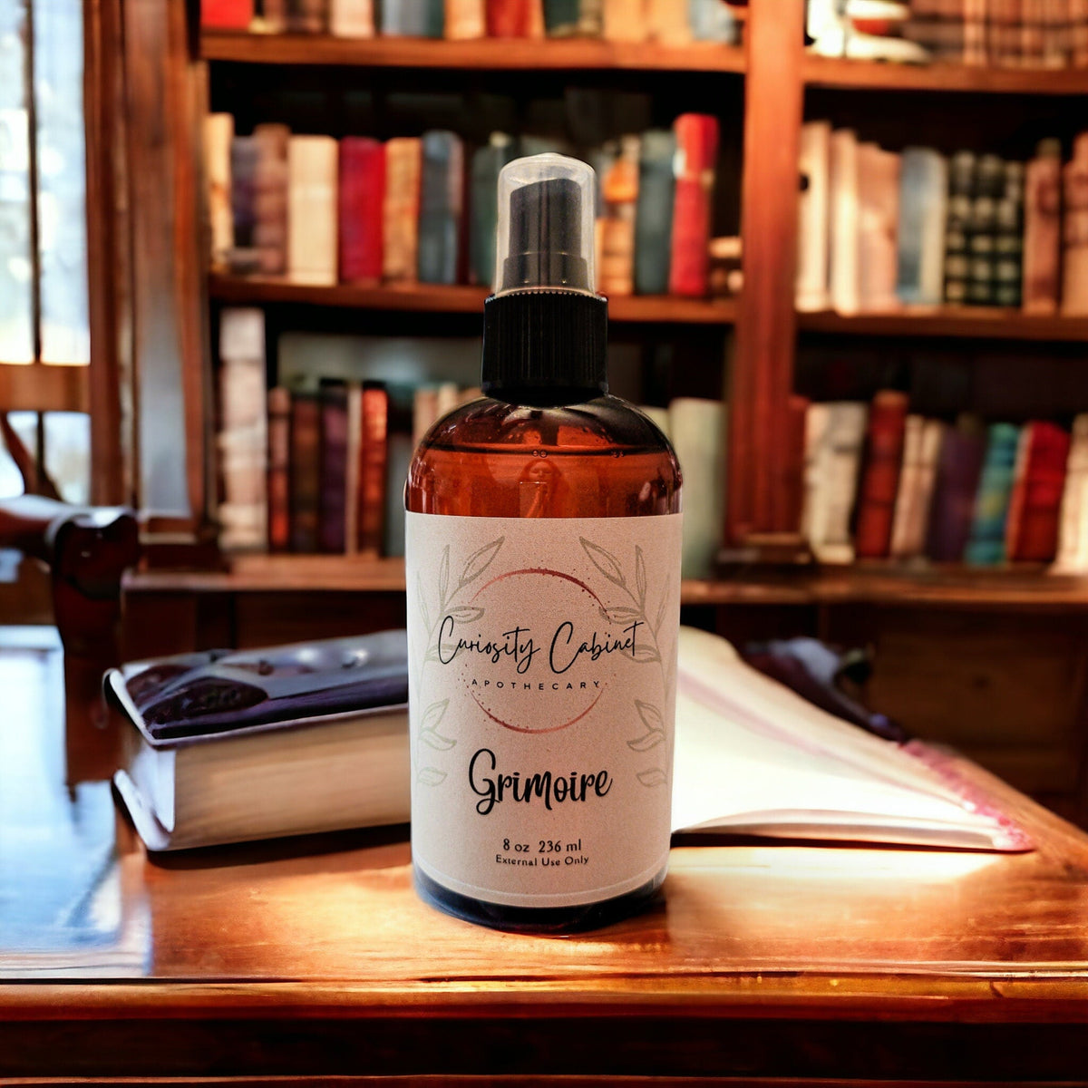 Grimoire Room Spray: Victorian Library Scent - Old Books, Sweet Tobacco, Nag Champa - 8oz